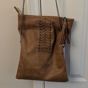 Charlie Paige Suede Brown crossbody purse